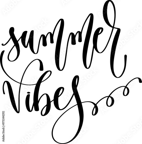 summer vibes - hand lettering inscription positive quote about summer time, calligraphy vector illustration