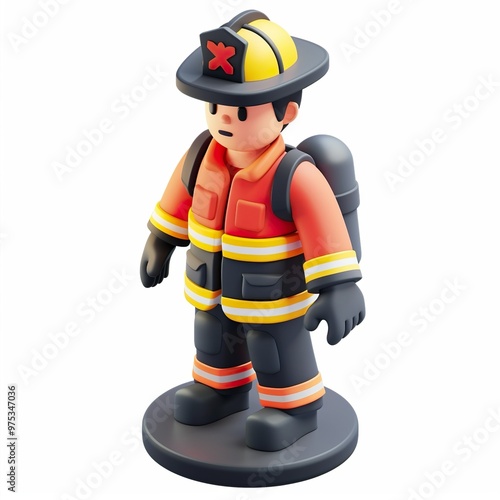 Firefighter icon, 3D Rendering isolated on a white background photo