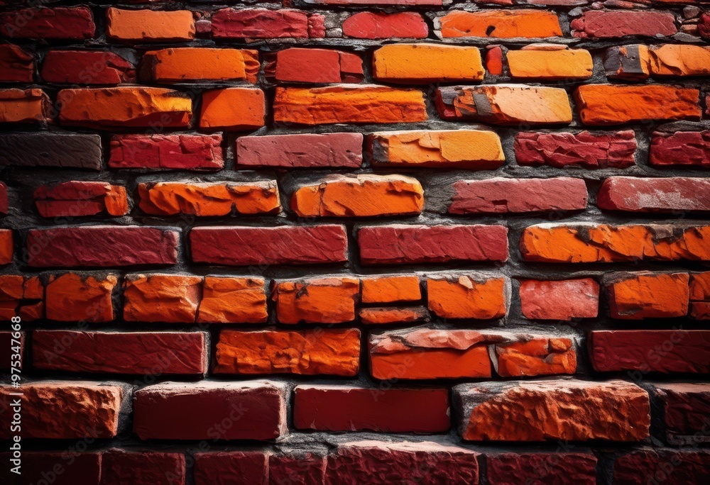 Obraz premium vibrant brick texture showcasing rich colors intricate patterns dynamic visual appeal, design, surface, architecture, wall, natural, material, red, orange