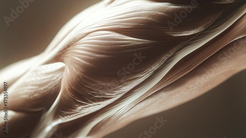 An abstract close-up highlighting the intricate details of muscle structure, showcasing fluidity and elegance of biological forms.