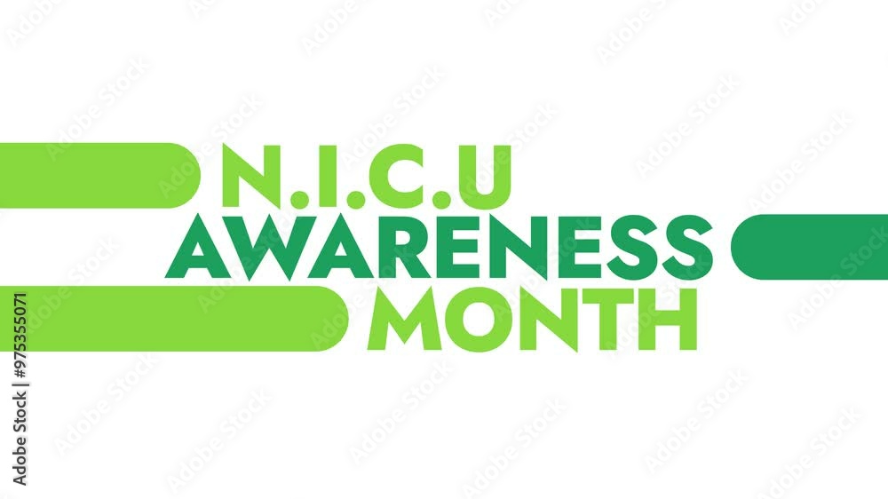 Neonatal Intensive Care Awareness Month colorful motion graphics seamless loopable text animation on white or black background for awareness about NICU awareness month Neonatal Intensive Care Awareness Month colorful motion graphics seamless loopable text animation on white or black background for awareness about NICU awareness month