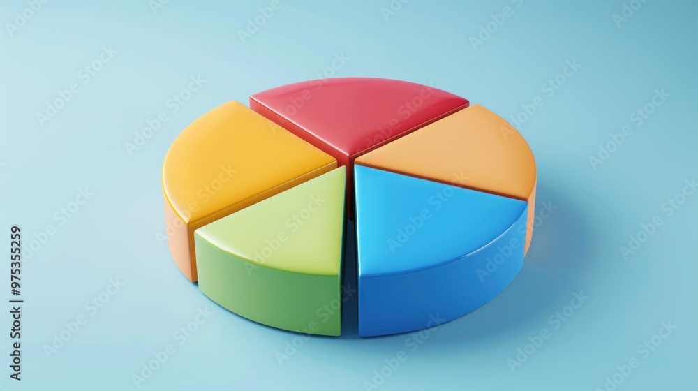 Circle chart with different segments representing stock market share ratios. 3d illustration. Circle chart with different segments representing stock market share ratios. 3d illustration.