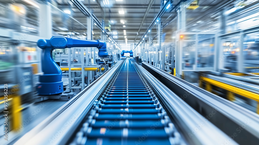 Advanced electric vehicle battery production line with robotic arms assembling lithium-ion cells. Futuristic factory interior featuring conveyor belts, technicians in clean room suits. Advanced electric vehicle battery production line with robotic arms assembling lithium-ion cells. Futuristic factory interior featuring conveyor belts, technicians in clean room suits.