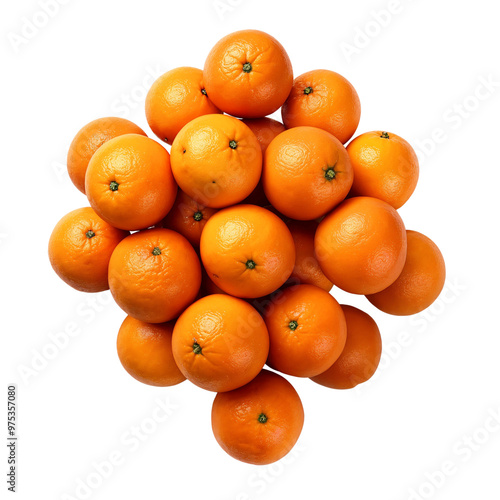 Fresh ripe oranges stacked isolated on transparent background