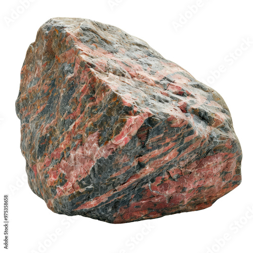 Red Granite Stone Isolated on Transparent or White Background, PNG photo