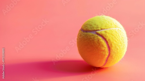 Tennis ball in an orange concept on trendy pink coral background