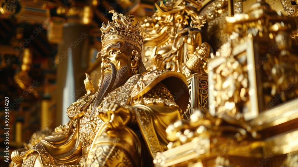 Fototapeta premium Close-up of a historically and culturally significant golden statue, a symbol of wealth.