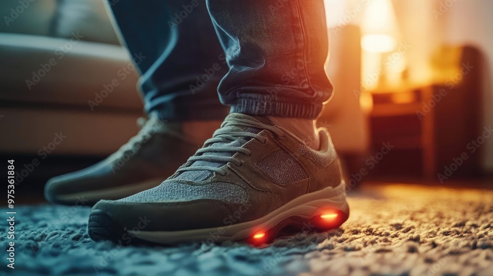 Stylish sneaker with a modern design and glowing feature, perfect for casual wear and comfort at home. Stylish sneaker with a modern design and glowing feature, perfect for casual wear and comfort at home.