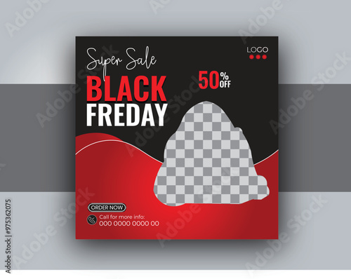 Black Friday social media post design, Black Friday sale banner design template.