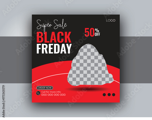 Black Friday social media post design, Black Friday sale banner design template.
