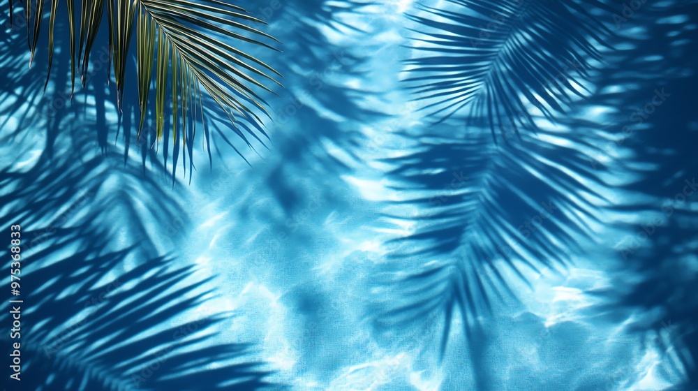 © wacharagorn - A serene view of water with soothing light reflections and palm leaf shadows, perfect for tropical themes and relaxation. © wacharagorn - A serene view of water with soothing light reflections and palm leaf shadows, perfect for tropical themes and relaxation.