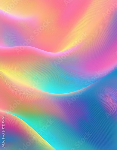 A vibrant, iridescent background featuring pastel colors and a metallic effect