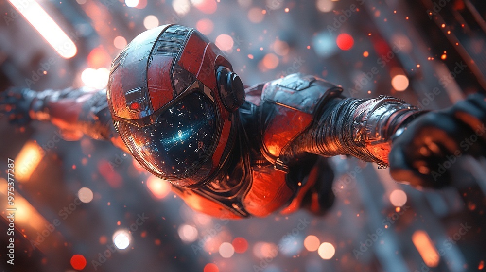 Futuristic Space Soldier in Flight Futuristic Space Soldier in Flight