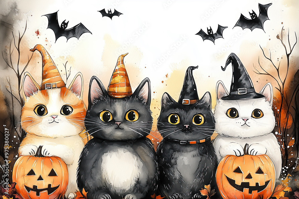 group of halloween cats dressed in halloween group of halloween cats dressed in halloween