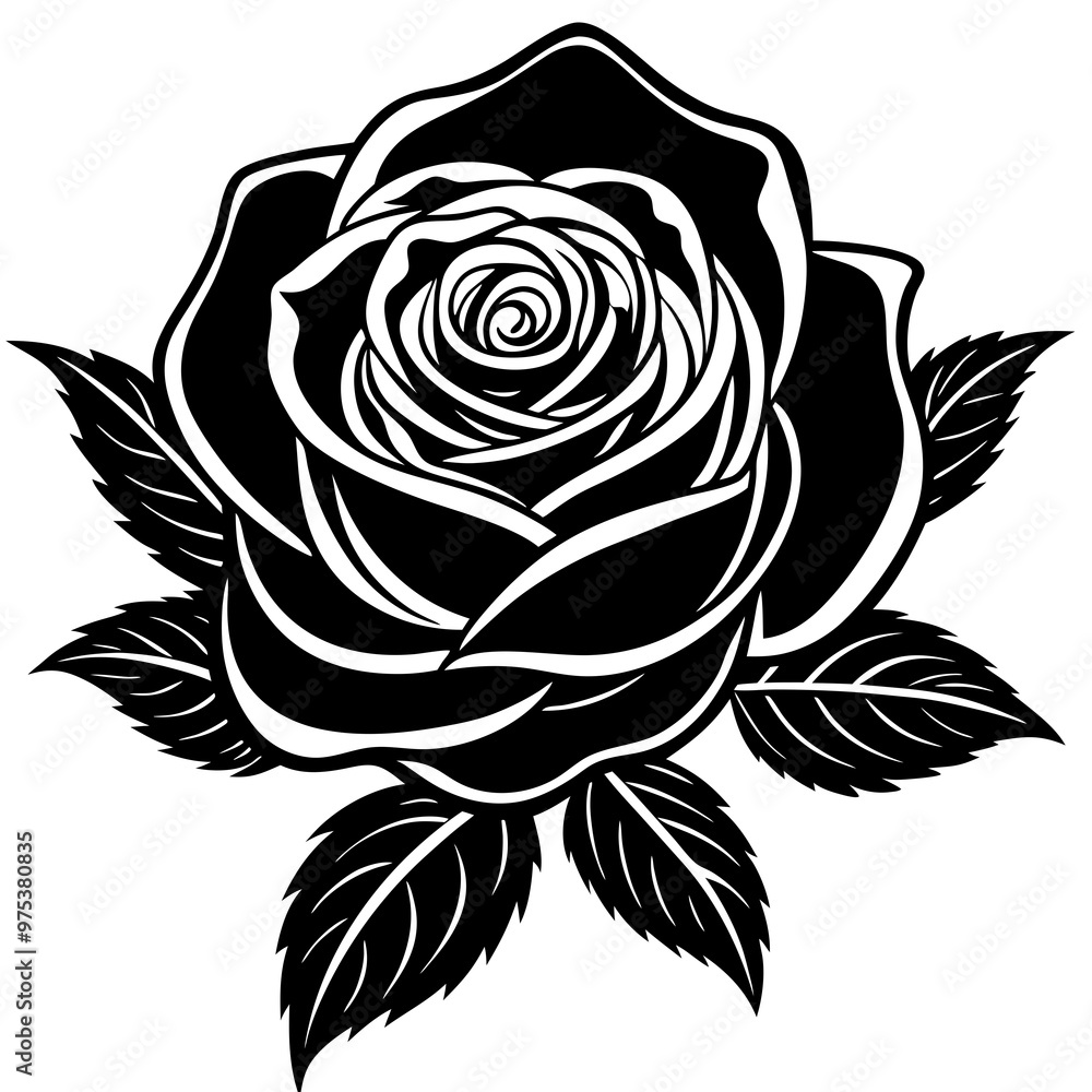 Minimalist Black Rose Clipart for Romantic Projects Minimalist Black Rose Clipart for Romantic Projects