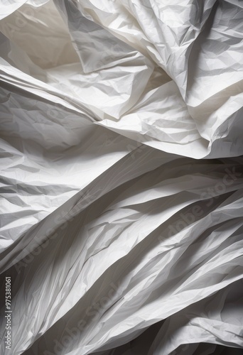 Wallpaper Mural detailed close crumpled paper sheets showcasing texture creases various shades white gray, artistic, background, blank, clean, composition, contrast Torontodigital.ca