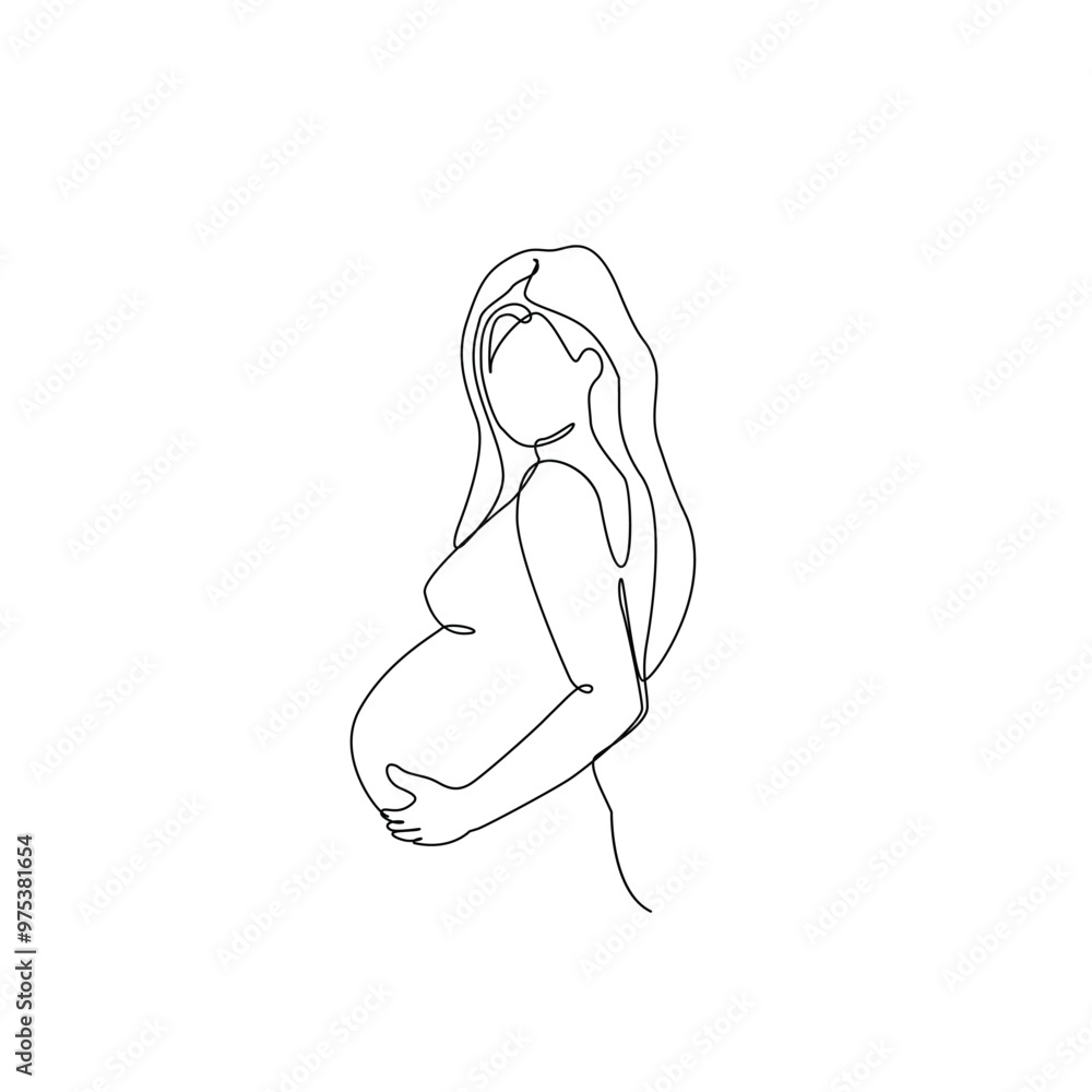 continuous one line drawing of happy pregnant woman editable hand drawn line art vector design. vector illustrations continuous one line drawing of happy pregnant woman editable hand drawn line art vector design. vector illustrations