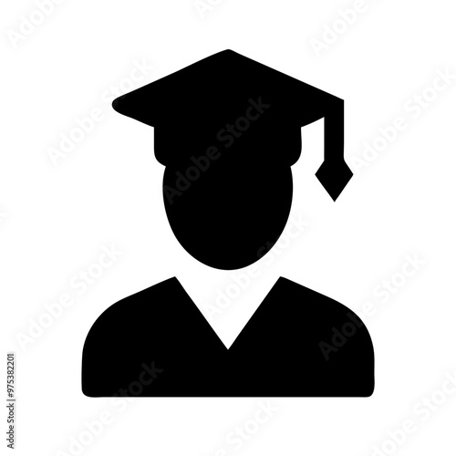 Graduate Cap Silhouette Vector for Education and Graduation Designs