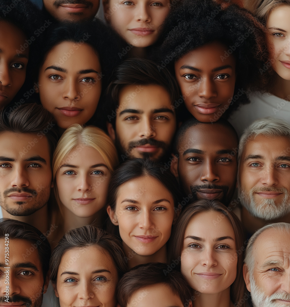 Faces of All Ages and Ethnicities, a portrait pattern celebrating diversity, with copy space Faces of All Ages and Ethnicities, a portrait pattern celebrating diversity, with copy space