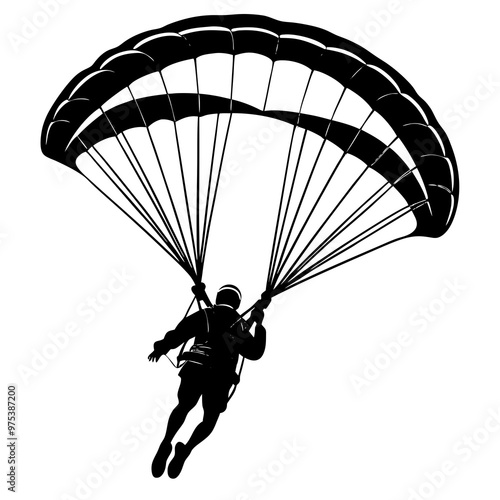 Parachutist Silhouette Vector for Adventure and Sports Designs"