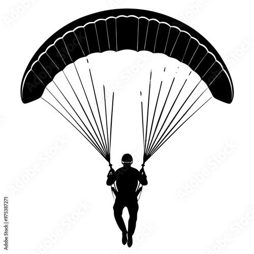 paraglider silhouette on black