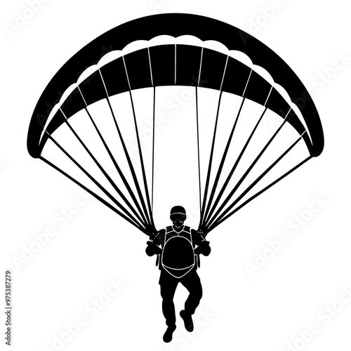 paraglider silhouette on black