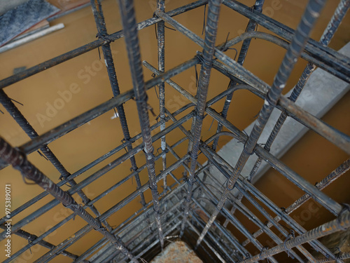 Sturdy steel rebars at a construction site