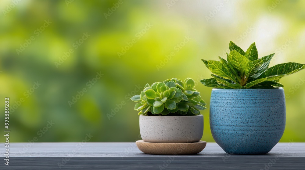 Green Plants in Pots on Windowsill Green Plants in Pots on Windowsill