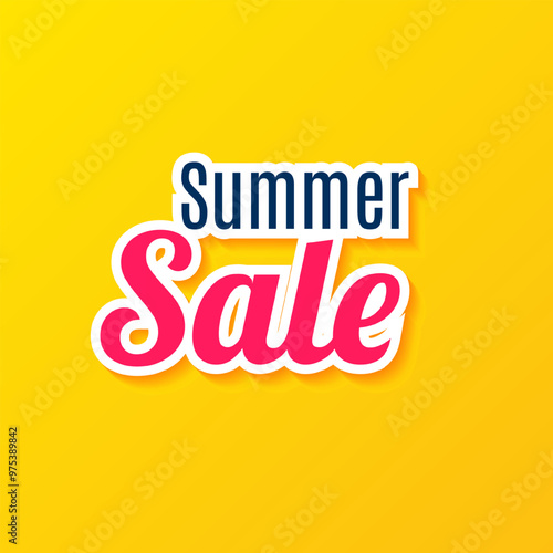 Sticker style summer sale yellow background. - Vector.