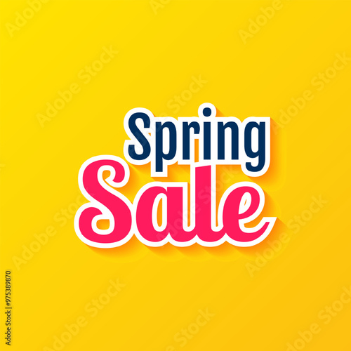 Sticker style spring sale yellow background. - Vector.