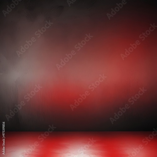 The image presents a dramatic scene with a gradient of red and black hues. The background transitions from a deep black at the top to a lighter red at the bottom, creating a