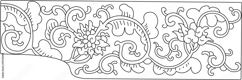 Naklejka premium Sketch vector illustration silhouette design icon logo symbol ornament engraving vintage classic ethnic traditional floral animal modern china