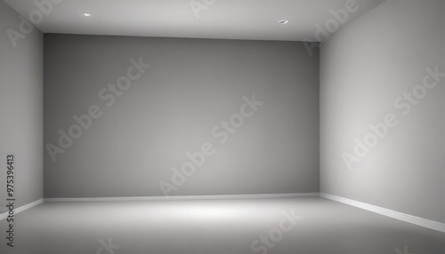 Wallpaper Mural An empty room with a gray wall and a white floor, illuminated by two recessed lights on the ceiling. Torontodigital.ca