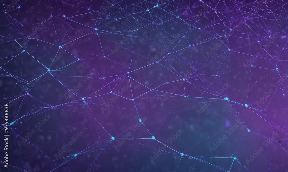 The image presents a digital illustration of a network of interconnected lines and dots, in shades of purple and blue. The lines and dots are arranged in a complex The image presents a digital illustration of a network of interconnected lines and dots, in shades of purple and blue. The lines and dots are arranged in a complex