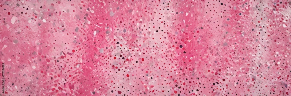 a close-up view of a pink and white abstract painting with a textured surface. The painting features a pattern of small dots and lines, creating a sense of depth and movement. a close-up view of a pink and white abstract painting with a textured surface. The painting features a pattern of small dots and lines, creating a sense of depth and movement.