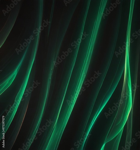 a close-up view of a green, abstract pattern composed of curved lines and lines of varying thicknesses, creating a sense of movement and dynamism.