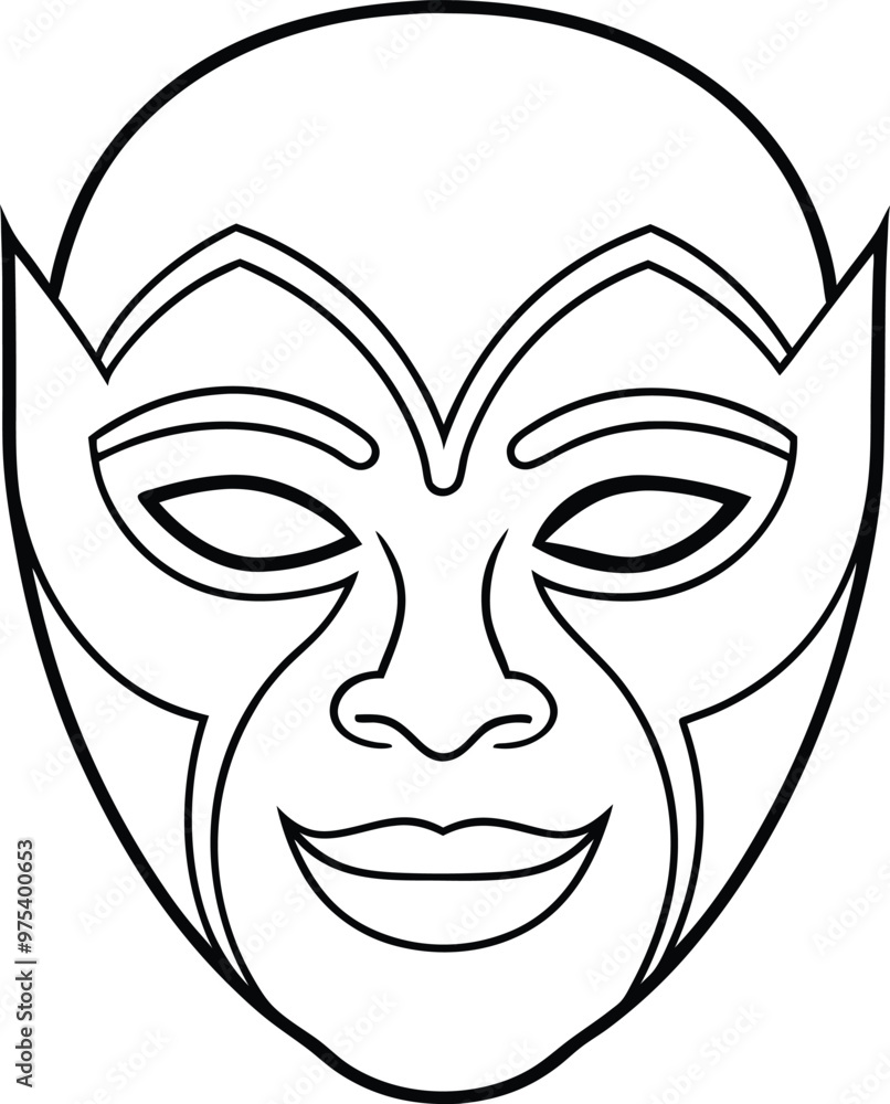 Obraz premium Unique Mask Symbols Artistic Line Art