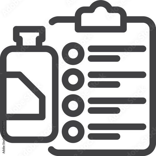 Simple vector saline list outline icon on white background