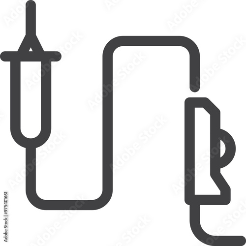 Simple vector saline cable outline icon on white background