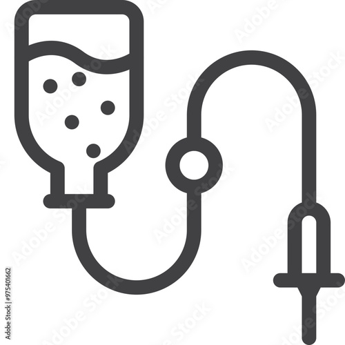 Simple vector saline cable outline icon on white background