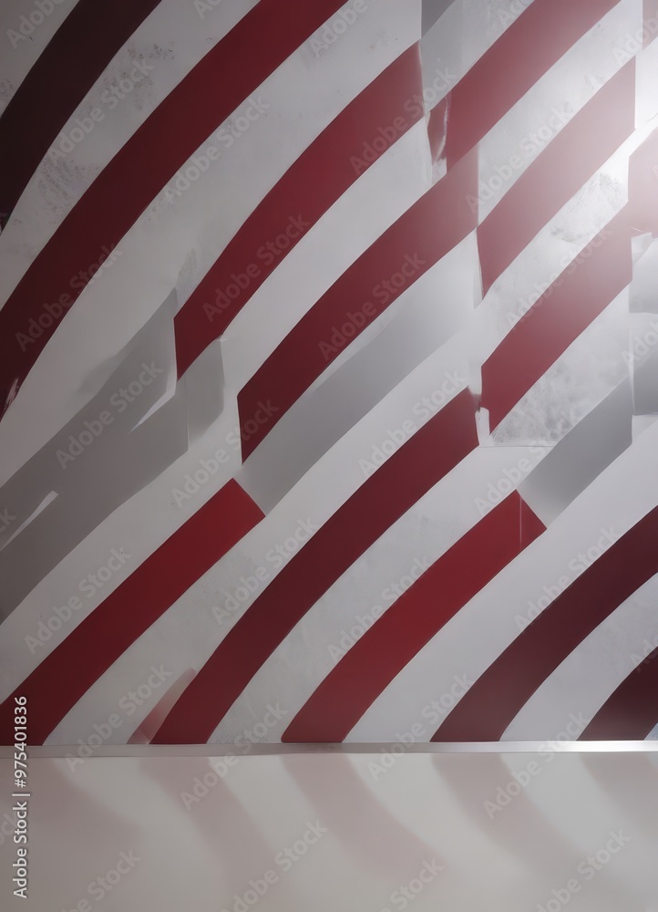 a wall with a repeating pattern of red and white stripes, creating a visually striking and abstract design. a wall with a repeating pattern of red and white stripes, creating a visually striking and abstract design.