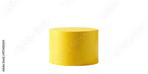 Yellow glossy pedestal designed for retail displays or product showcases. Ideal for modern exhibitions or interior decor. Isolated on transparent background, png. photo