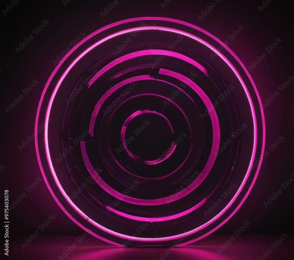 a circular neon display with concentric rings of pink and purple light, creating a visually striking and abstract pattern against a dark background. a circular neon display with concentric rings of pink and purple light, creating a visually striking and abstract pattern against a dark background.