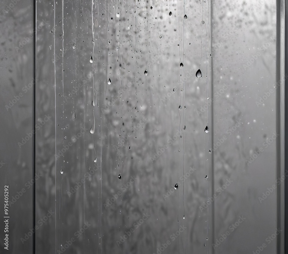 Raindrops on a glass surface, in a monochromatic black and white photograph. Raindrops on a glass surface, in a monochromatic black and white photograph.