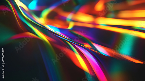 Abstract rainbow black background design, 3d rendering