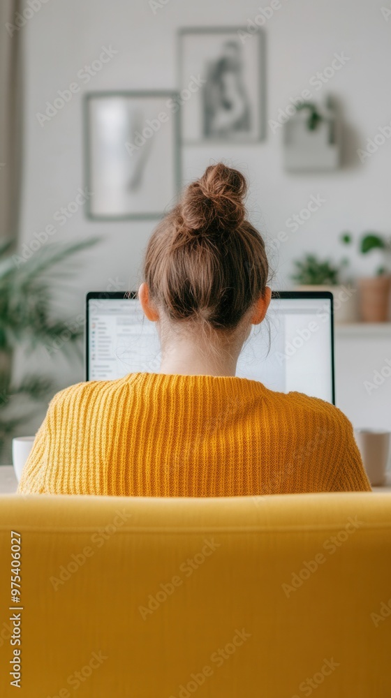 Online learning setup with a person attending a webinar at home with screen content visible Online learning setup with a person attending a webinar at home with screen content visible