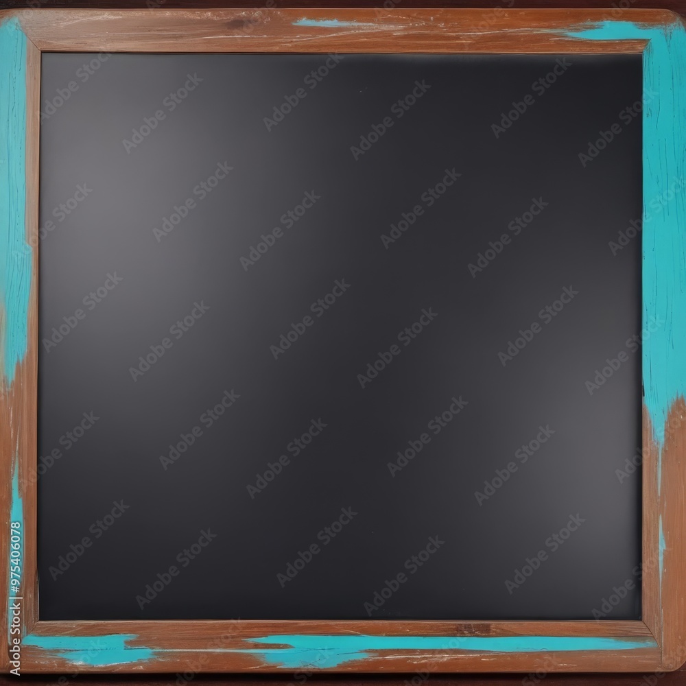 A blackboard with a blue-painted frame, set against a dark background. A blackboard with a blue-painted frame, set against a dark background.