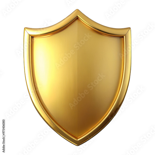 A blank gold shield isolated on transparent background photo