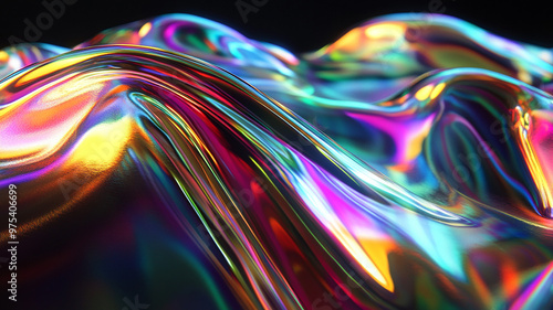 Abstract rainbow black background design, 3d rendering