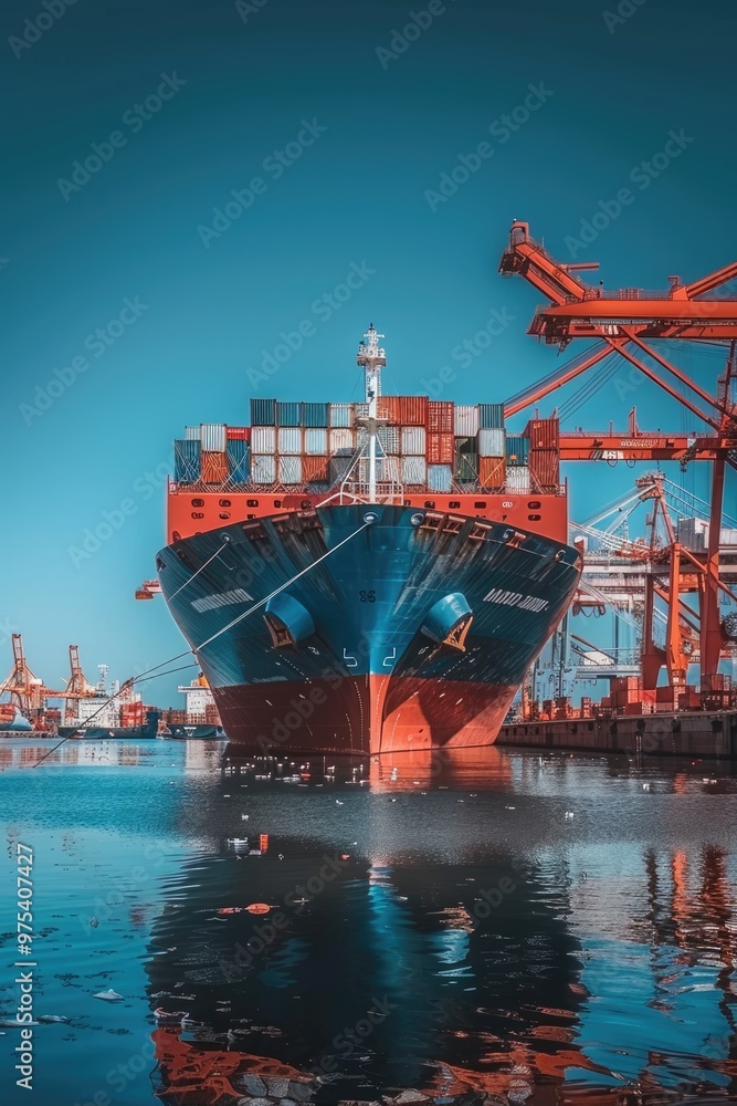 Fototapeta premium Large ports and container freight ships